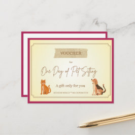 'Pet Sitting' Roligt Presentkort Vykort