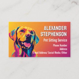 Pet Sitting Service Dog Walking Pop Art Golden Lab Visitkort