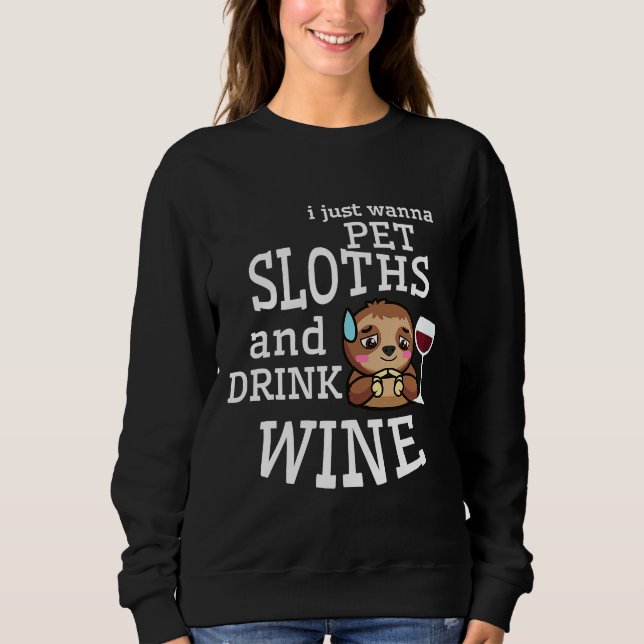Pet Sloths Drink Vin Funny Sloth T Shirt (Framsida)
