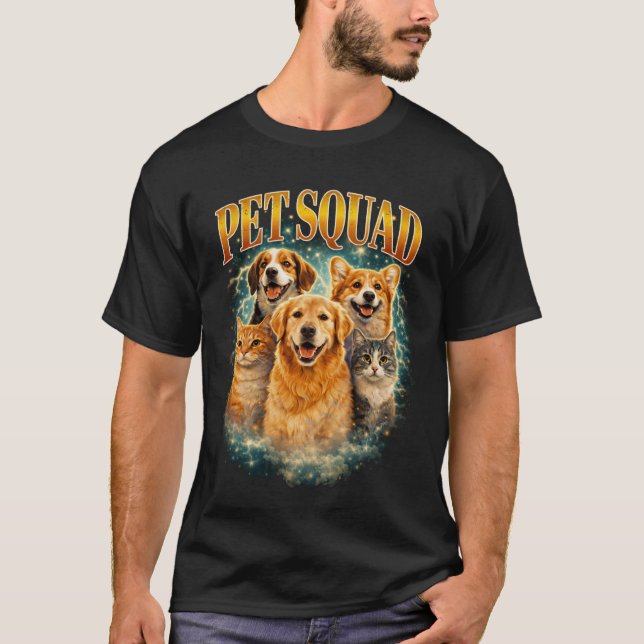 Pet Squad Custom– Personalized Dog & Cat Group Por T Shirt (Framsida)