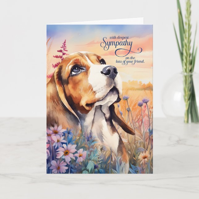Pet Sympathy Beagle Hund Wildblomme Meadow Kort (Framsida)