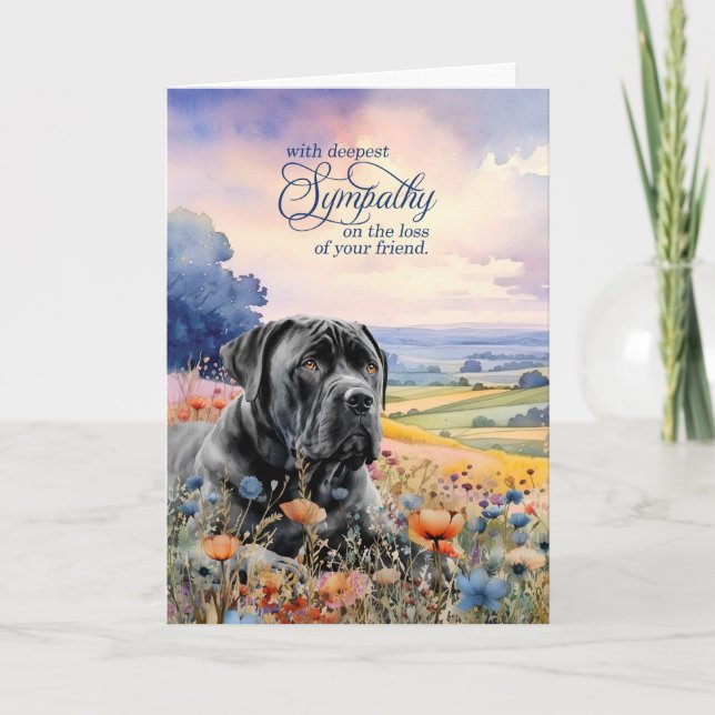 Pet Sympathy Cane Corso Dog Wildflowers Kort (Framsida)
