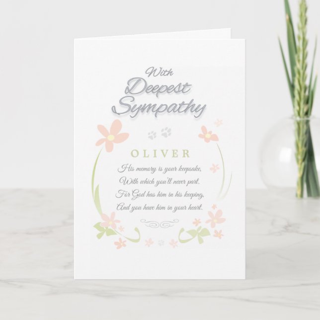 Pet Sympathy Card - Male - Deepest Sympathy Kort (Framsida)