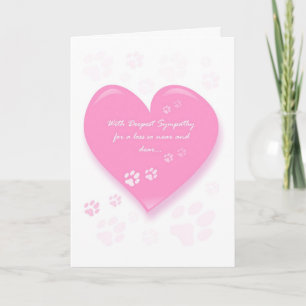 Pet Sympathy Card - Rosa Heart & Tassavtryck Kort