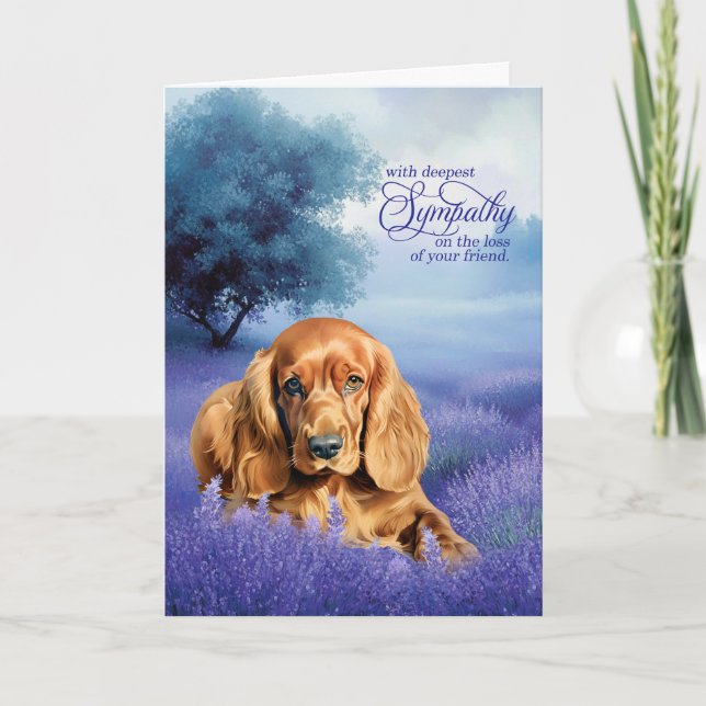 Pet Sympathy Cocker Spaniel Dog Lavender Kort (Framsida)