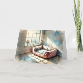 Pet Sympathy Empty Bed Watercolor Card Kort
