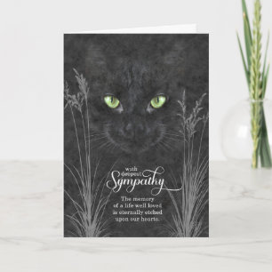 Pet Sympathy for loss of a Cat Charcol Grått Kort