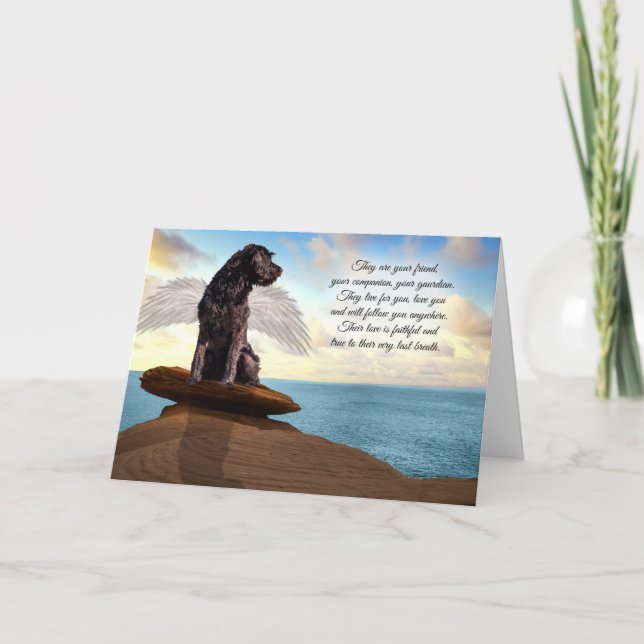 Pet Sympathy Förlust av en Hund Angel Vingar Beach Kort (Framsida)