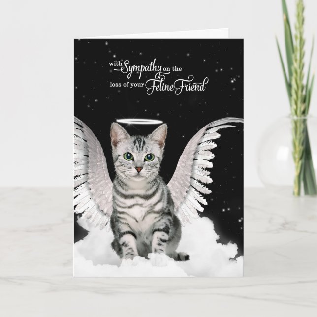 Pet Sympathy Förlust av en katt Tabby Angel Kort (Framsida)