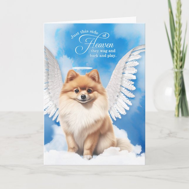 Pet Sympathy Loss Dog Sable Pomeranian Angel Kort (Framsida)