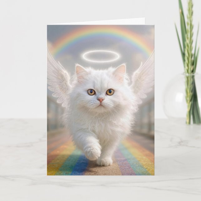 Pet Sympathy Persian Cat with Angel Wings Kort (Framsida)