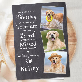 Pet Sympathy Personlig 3 Photo Hund Memorial Tack Kort