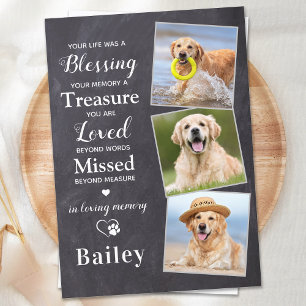 Pet Sympathy Personlig 3 Photo Hund Memorial Tack Kort