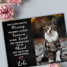 Pet Sympathy Personlig Photo Cat Loss Card Kort