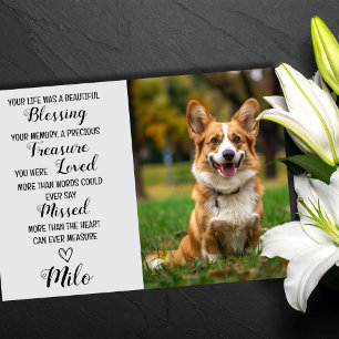 Pet Sympathy Personlig Photo Pet Loss Card Kort