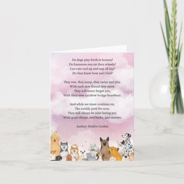 Pet Sympathy Poetry Card Kort (Framsida)