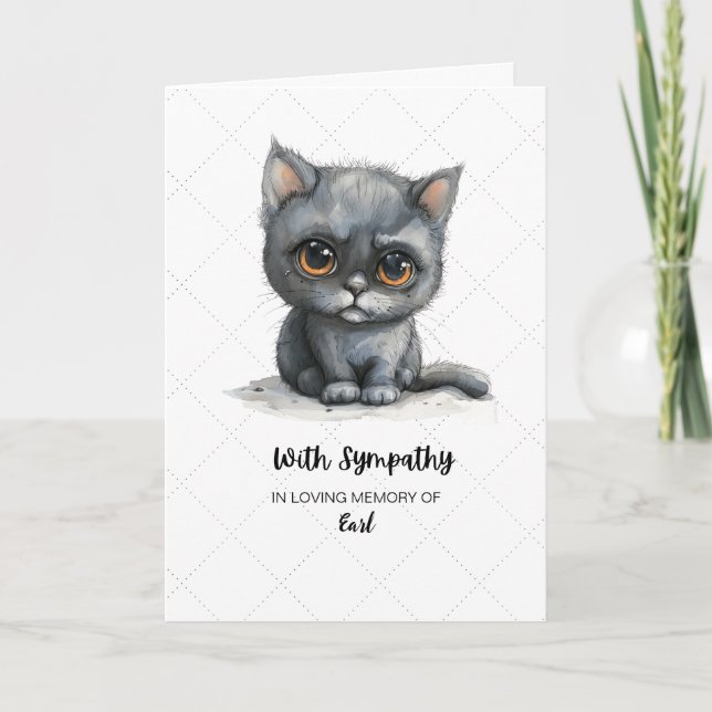 Pet Sympathy Sentie med Ledsen Katt med Tårar Kort (Framsida)