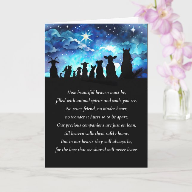 Pet Sympathy with Andlig Dikt of Animals Heaven Kort (Orkide)