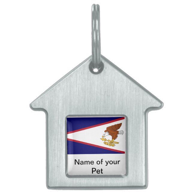 Pet Tag med amerikanska Samoas Flagga ID-bricka Husdjur (Framsidan)