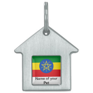 Pet Tag med Etiopiens Flagga ID-bricka Husdjur