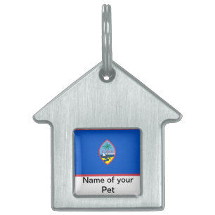 Pet Tag med Flagga av Guam Namnbricka Husdjur
