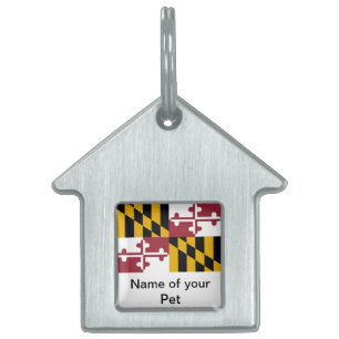 Pet Tag med Flagga av Maryland State Namnbricka Husdjur