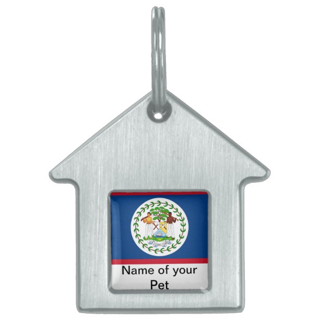 Pet Tag med Flagga Belize Namnbricka Husdjur (Framsidan)