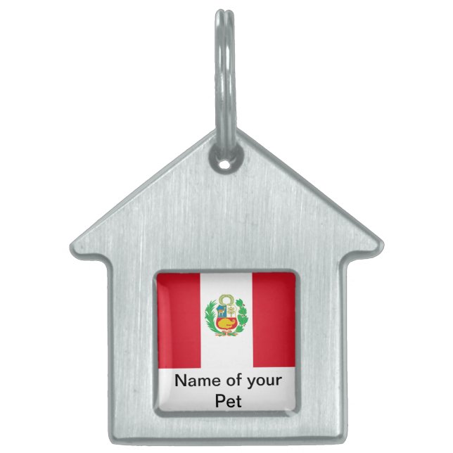 Pet Tag med Flagga från Peru Namnbricka Husdjur (Framsidan)