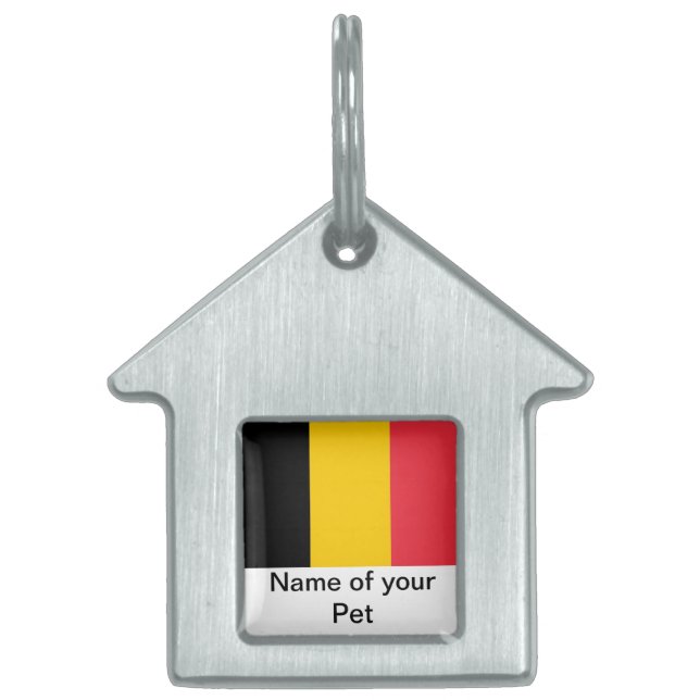 Pet Tag med Flagga i Belgien Namnbricka Husdjur (Framsidan)