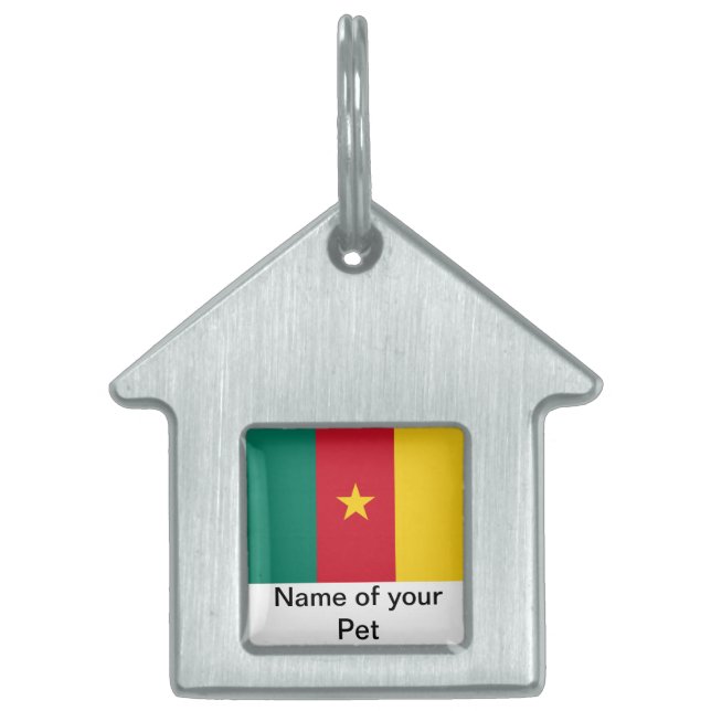 Pet Tag med Flagga Kamerun ID-bricka Husdjur (Framsidan)