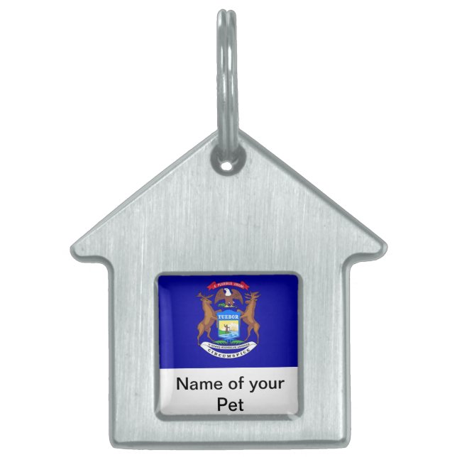 Pet Tag med Flagga Michigan ID-bricka Husdjur (Framsidan)