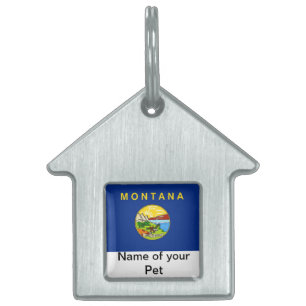 Pet Tag med Flagga Montana State Namnbricka Husdjur
