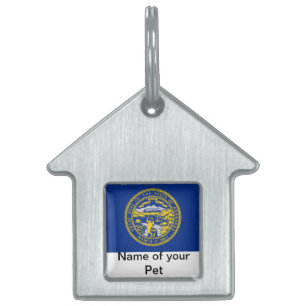 Pet Tag med Flagga Nebraska State ID-bricka Husdjur
