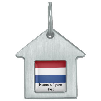 Pet Tag med Flagga Nederländerna Namnbricka Husdjur