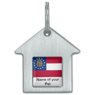 Pet Tag med Flagga of Georgia State Namnbricka Husdjur
