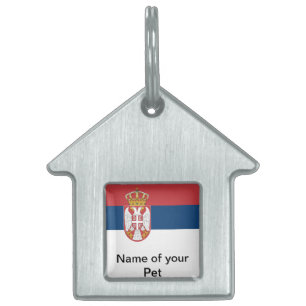 Pet Tag med Flagga Serbien ID-bricka Husdjur