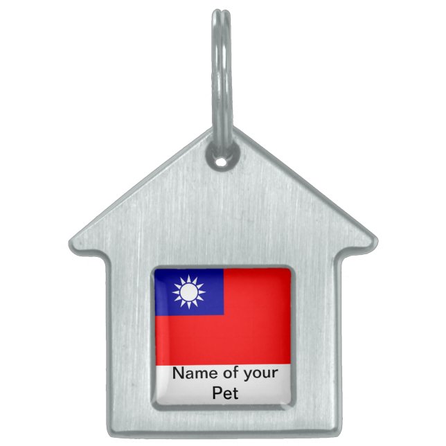 Pet Tag med Flagga Taiwan Namnbricka Husdjur (Framsidan)