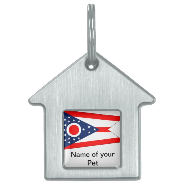 Pet Tag med Ohio-Flagga ID-bricka Husdjur (Framsidan)