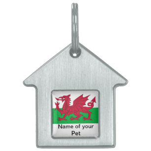 Pet Tag med Wales Flagga Namnbricka Husdjur