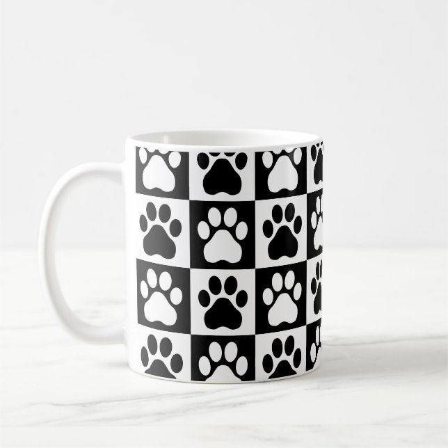 Pet Tass - bil eller Hund - Sömlös Mönster Kaffemugg (Vänster)