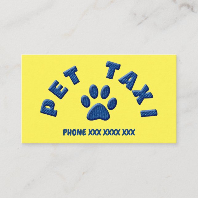 pet taxi denim visitkort (Framsida)