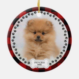 Pet Two Photo jul Red Play Personlig Julgransprydnad Keramik