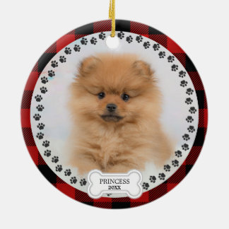 Pet Two Photo jul Red Play Personlig Julgransprydnad Keramik