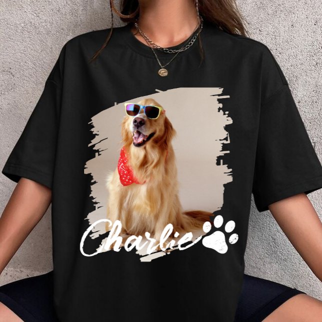 Pet Typograpy Simple Modern Custom Dog Photo Name  T Shirt (Skapare uppladdad)