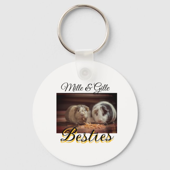 Pet-vänner besties lägger till namn-foto-djuret kä nyckelring (Framsida)