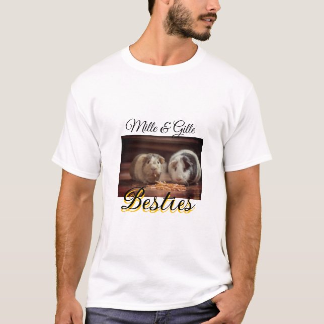 Pet-vänner besties lägger till namn-foto-djuret kä t shirt (Framsida)