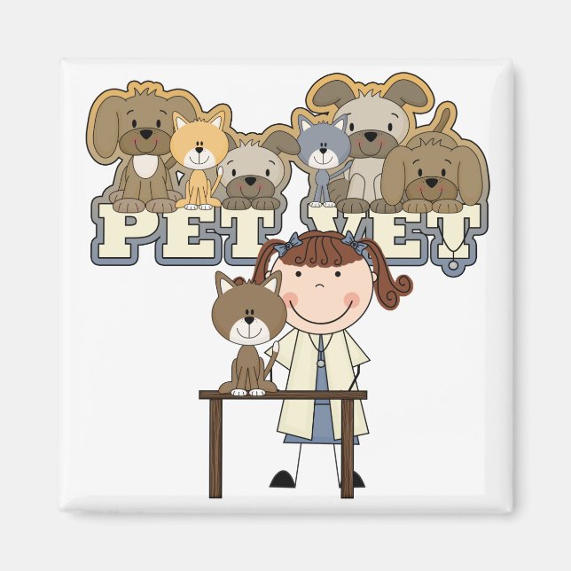 Pet Vet Brunette Female Tshirts och Gifts Magnet (Framsidan)