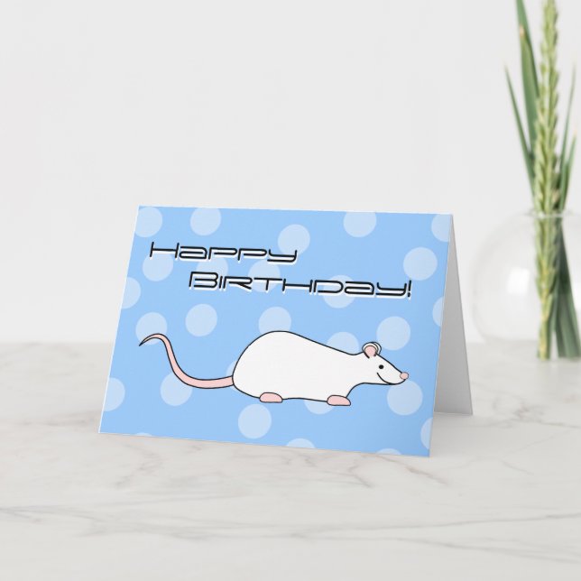 Pet White Råtta. Födelsedag Kort (Framsida)