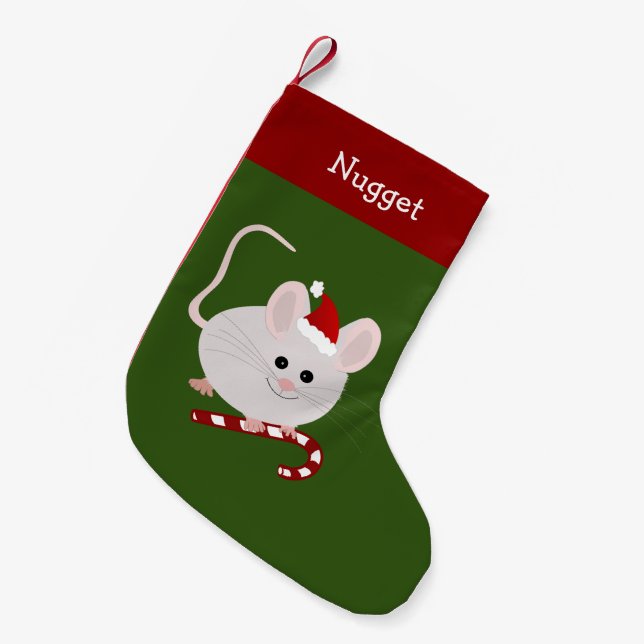 Pet White Santa Hat Mouse-julklapp Liten Julstrumpa (Framsidan (Hängande))
