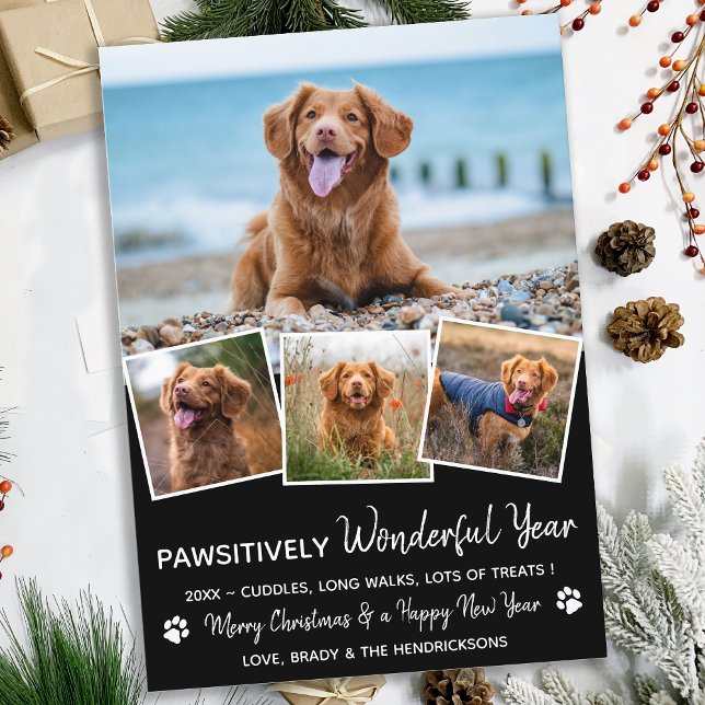 Pet Year in Review Black Pet Hund Photo Julkort (Skapare uppladdad)
